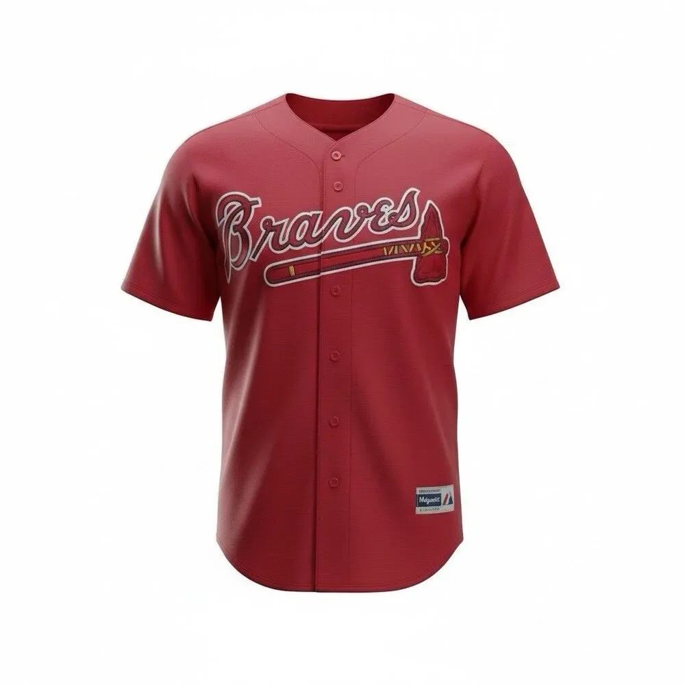 ATLANTA BRAVES RED BUTTON-DOWN SIZE M MLB JERSEY